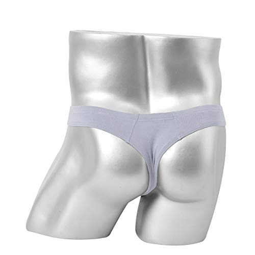 Mens Thong Underwear Pack Seamless Sexy Low-Rise G String Pouch Bamboo Breathable Gray #TOP2