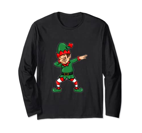 Funny Dabbing Christmas Elf I Elf Christmas Pijama Manga Larga