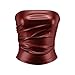 Women Faux Leather Tube Top Sexy Ruched Strapless Tops Club Party Rave Top Going Out Women Long Sleeve Tunic (Red, S)