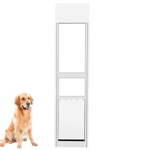 XLarge Dog Door for Sliding Glass Doors Adjustable 75.79“ to 81.5” All Metal Framed Lockable Panel Ideal for Renters Extra Large Dog Door for Sliding Glass Door Easy Installation and Durable Design