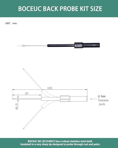 BOCEUC Back Probe Kit, 4 PCS Flexible Back Probes Automotive Diagnostic Test Repair Tools for Car Electrical and Multimeter Testing