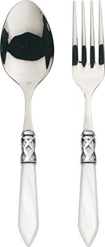 Manico bianco perlato Bugatti, ALC1M-N4211/12, Set di Posate Aladdin, 2 pz., in Acciaio e ABS, 30,5 x 14 x 3 cm, Bianco (Weiß)