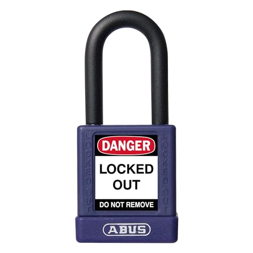 Image of ABUS Purple Lockout Tagout Premium Solid Body Safety Padlock - OSHA Compliant Loto Lock Insulated Against Electric Shock, Keyed Different, 1 Key Per Lock