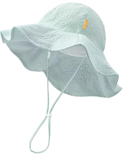 Image of HONGTEYA Baby Sun Hat Toddler Girl Beach Hat Sun Protection Adjustable Outdoor Summer Wide Brim Bucket Hat for Infant Kids
