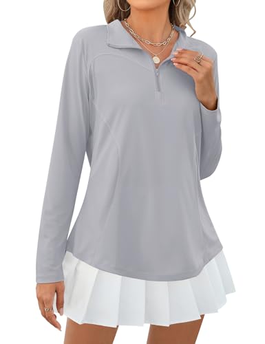 Micoson Womens Quarter Zip SPF Shirts Long Sleeve Golf Pullover