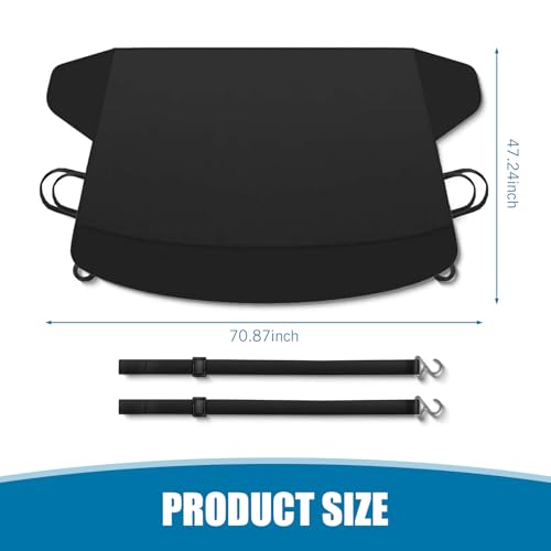 Image of 1 PC Car Windshield Cover, 70.9 inch / 180 cm x 47.2 inch / 120 cm Thickened Oxford Cloth Snow Cover, Anti-Freeze and Anti-Frost Car Protective Cover, Universal for Most Cars (Black)
