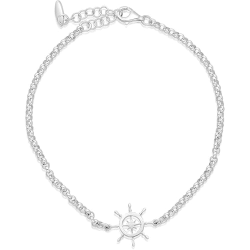 GioiaPura Bracciale da Uomo Bracciale in Argento 925 con Centrale a Forma di timone. Chiusura a moschettone. Misure: 20+3. La referenza è RMBR21788