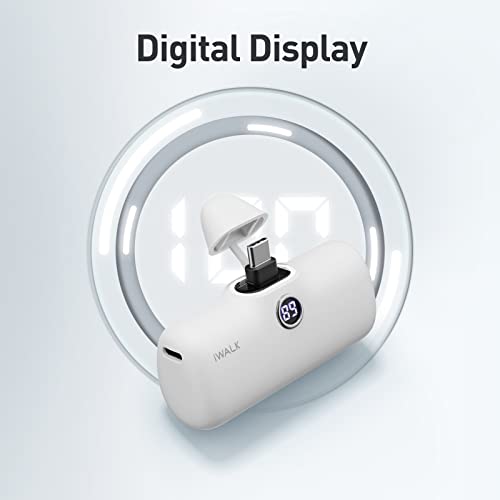 iWALK Small Portable Charger, 4,800mAh 18W PD Fast Charging Power Bank with Built-in USB-C Connector, External Mini Battery Pack for Samsung Galaxy S25/S24/S23, Android, iPhone 15/16/Pro/Max, White - Image 5