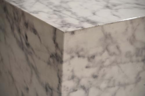 FineBuy Couchtisch MONOBLOC 40x40x45 cm Hochglanz mit Marmor Optik, Wohnzimmertisch Cube Quadratisch, Design Sofatisch, Lounge Beistelltisch Würfel-Form Weiß – Bild 7