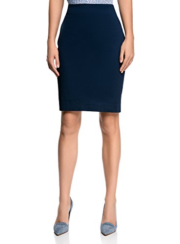 Oodji Collection Donna Gonna Basic Dritta, Blu, IT...