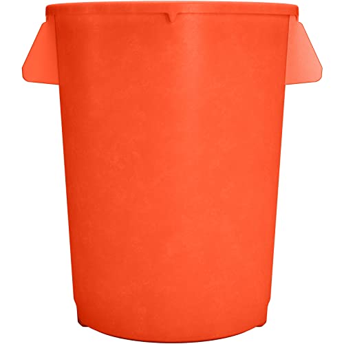 Image of SPARTA Bronco Round Waste Bin, Trash Can with Handles for Garbage or Recycling, 32 Gallon Capacity, Orange