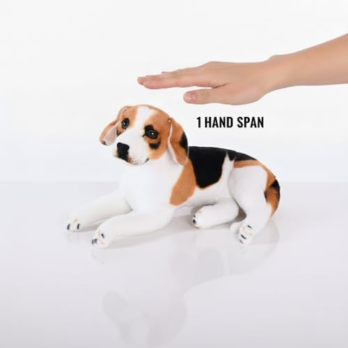 Image of Laying Jawar Beagle Dog Soft Stuffed Plush Animal Toy for Kids Boys and Girls Birthday Gifts (Color: White and Brown) (42cm)