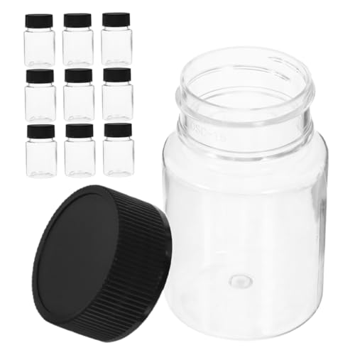 MUCKLILY 10-Pack Plastic Laboratory Bottles Lids Wide Mouth Reagent Bottles Sample Storage Secure Seal 50ml Reagent Storage Containers