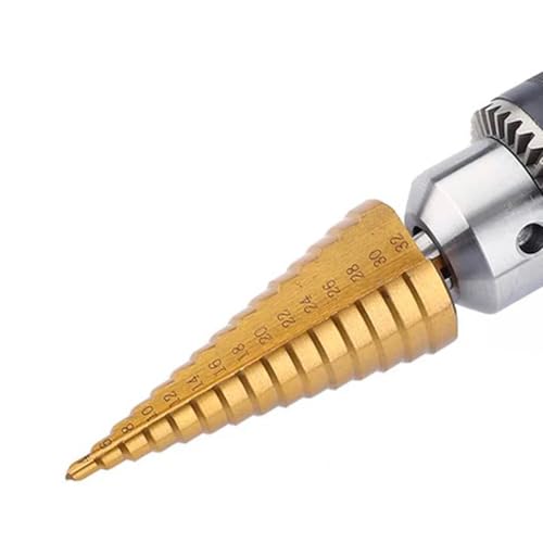 Conjunto de Brocas Escalonadas em Titânio, Aço Rápido HSS, Diâmetros de 4 a 12 mm, 4 a 20 mm e 4 a 3