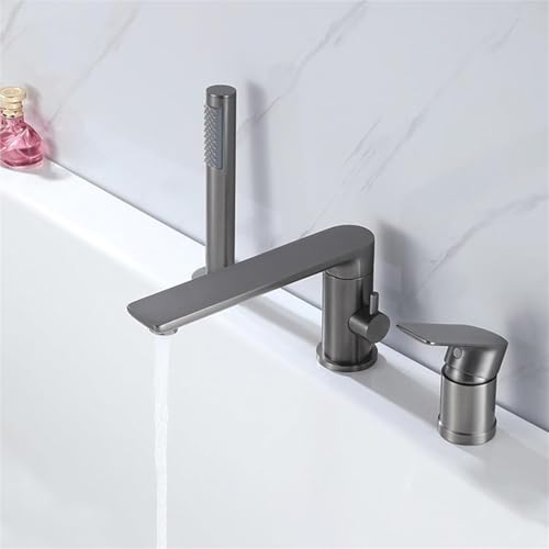 Robinet baignoire 3 trous mitigeur eau chaude froide gris