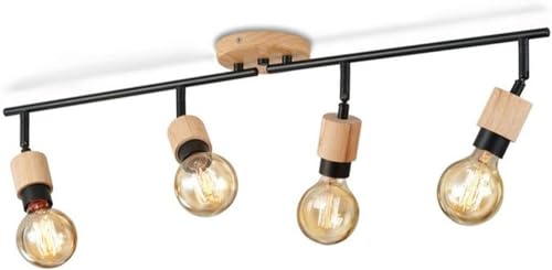 Plafonniers pour îlot de cuisine style ferme avec spots rétro en bois