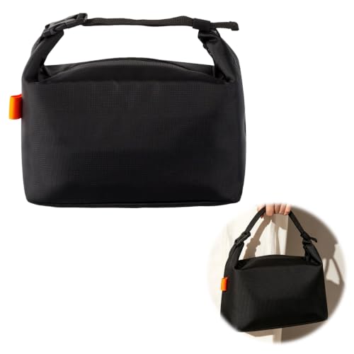 Sac Isotherme Repas Noir, Lunch Bag Isotherme Étanche de Grande Capacité, Sac Déjeuner Portable avec Feuille d'Aluminium Épaisse pour Travail, École, Pique-Nique, Glacière Souple pour Homme Femme