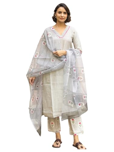 Kurta femme imprimée en viscose pour vos sorties décontractées et cérémonies en gris 38