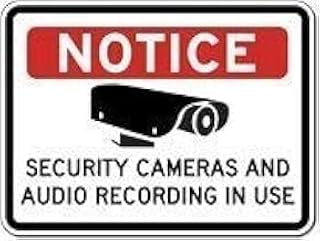 Warning Plaque Wall Decor Decoration Sign Notice Security Cameras and Audio Recording in Use Sign Road Sign Business Sign Aluminum Metal Tin Sign 8 X 12 Inch