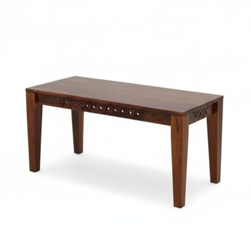 Image of Solid Sheesham Wood Non-Cushioned Living Room Benches, Wooden, Wooden Seating Bench for Home & Office l CNC Top Natural Teak |