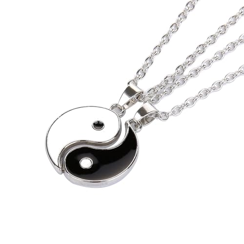 Ryaupy 2 colliers Lot de couple Yin Yang Taichi BFF Chaîne d'amitié Ying Yang Pendentif Collier pour couples Bijoux pour les meilleurs amis, les amoureux et...