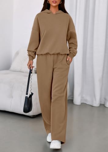 Image of PRETTYGARDEN Womens Sweatsuits 2 Piece Set 2026 Casual Winter Long Sleeve Hoodie Loose Wide Leg Sweatpants Fall Tracksuit