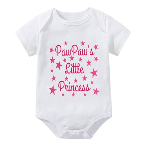 Image of WOOYONGING Pawpaw's Little Princess Infant Baby Outfits Short Sleeve Newborn Baby Clothes
