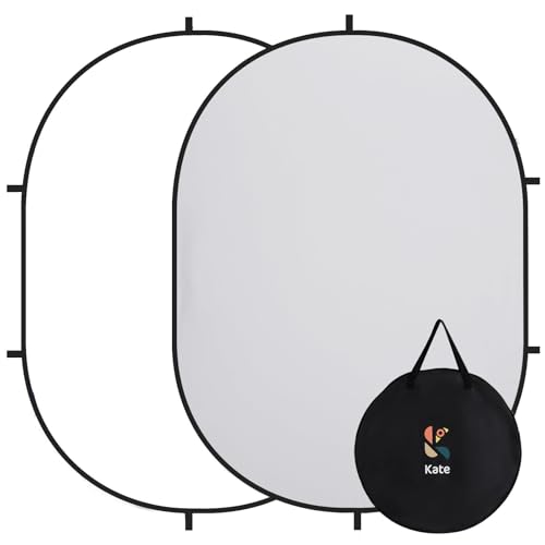 Kate Toile de fond pliable double face pour photographie, jeux et streaming en direct (1,5 x 2 m, blanc/gris)