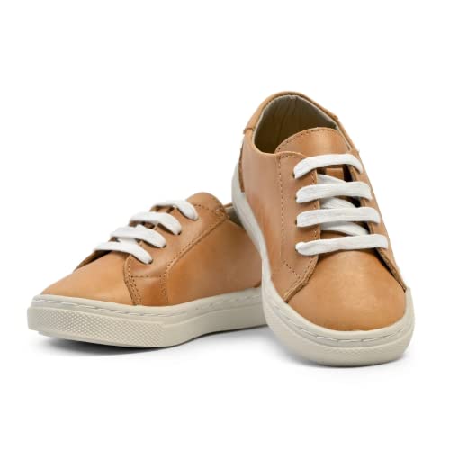 Piper Finn Low Top Sneakers Unisex Girls & Boys Sneakers Baby & Toddler Shoes Lace Up Boys & Girls Sneakers Shoes for Kids Nonskid Rubber Soles, Top Grain Leather & Cotton Laces Natural
