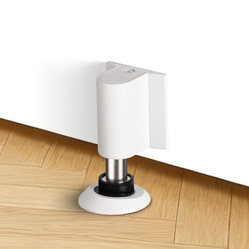 Bak Bo Magnetic Door Stoppers 2 Pack Bottom of Door Holder Keep Door Open No Drilling Magnet Floor Door Stop with Screws and Adhesive White DS268WT-2