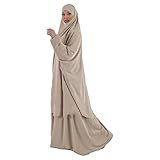 Design: Muslimisches Gebet Hijab -Kleid, das Kopf, Hals und Ohren voll bedeckt, perfekt für muslimische Frauen zum Gebet, zweiteilige Set, bestehend aus einem Rock und einem Khimar..Der am Kopf getragene Khimar -Stil bedeckt den Oberkörper und ist leicht zu tragen, ohne dass ein Schal erforderlich ist..Die lockere Passform zieht Ihren Körper für eine bequemere Passform fest..lange islamische Kleider