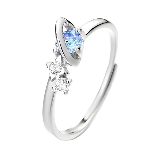 Bague planète saphir zircon en argent, un symbole d'amour éternel pour elle