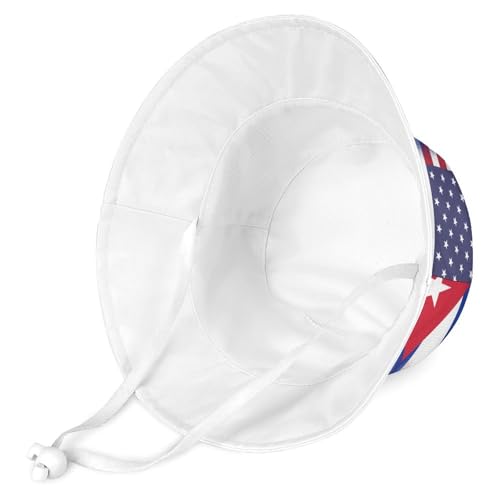 United States of America and Cuba FlagChildren's Bucket Hat for Boys and Girls, Breathable Summer Beach Hat54cm2