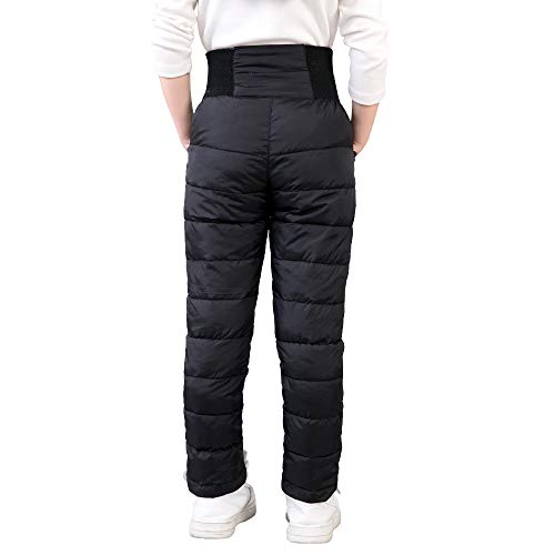 Ugrevz Girls Boys Snow Pants 2-9 Years Old Thick Winter Warm Pants Girl Activewear Clothes(A0001Black-8) #TOP1
