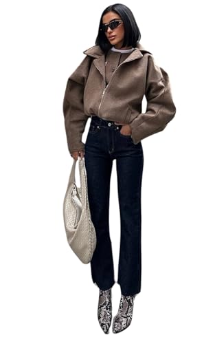 PIRAL Women's High-Rise Ankle Jeans – Classic Blue Straight-Leg Denim, 100% Cotton, 14” Rise & 26” Inseam, True to Size