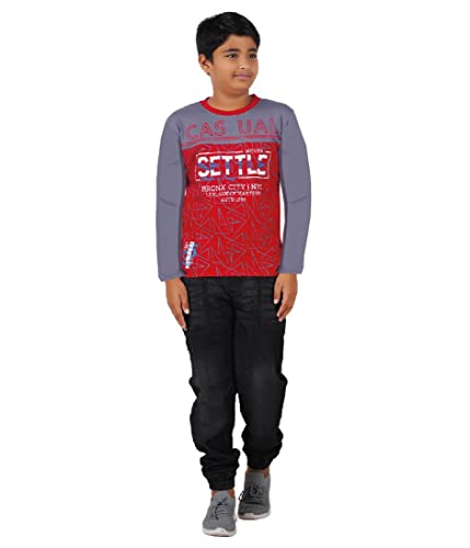 Image of CHECKERSBAY Boys Cotton Printed Full Sleeve T-Shirt