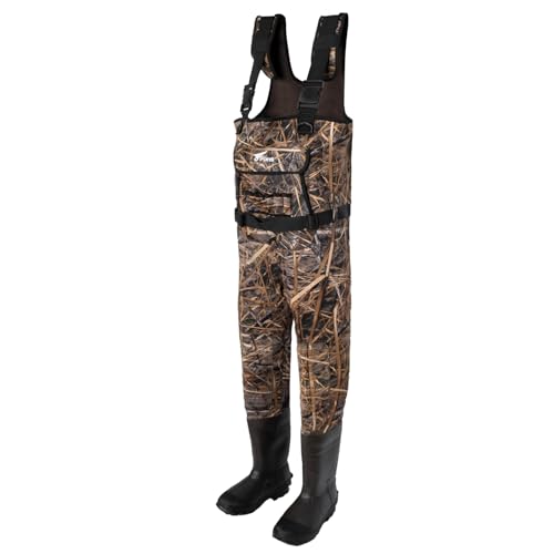 8 Fans Hunting Waders, Neoprene Chest Wader, Waterproof Bootfoot Fishing Waders for Men & Women with 1000g Rubber Boots (Next Camo Evo(s), 13)