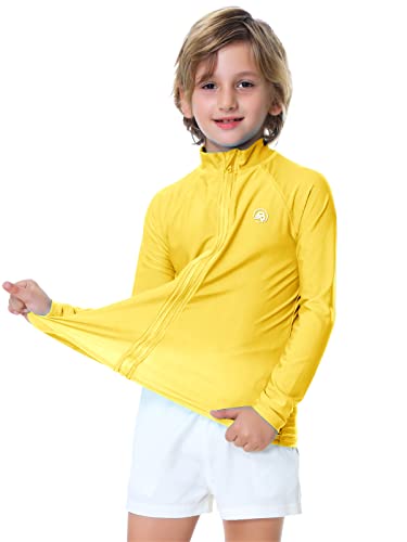 Image of AOBUTE Unisex Kids Zipper Rash Guard Boys UPF 50+ UV Protection Sun Shirt with Thumb Hole 3-12 Years