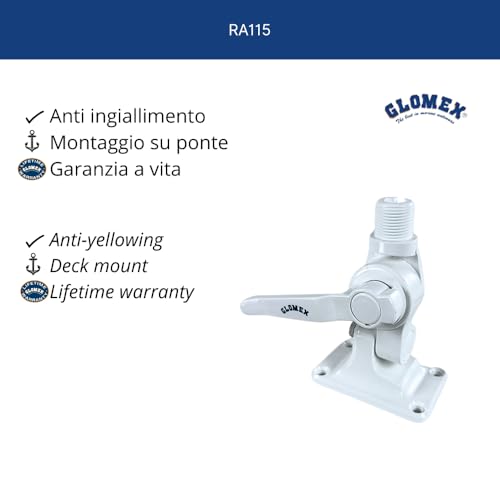 Image of Glomex 4-Way Nylon Heavy-Duty Ratchet Mount w /Cable Slot & Built-in Coax Cable Feed-Thru 1 inch-14 Thread