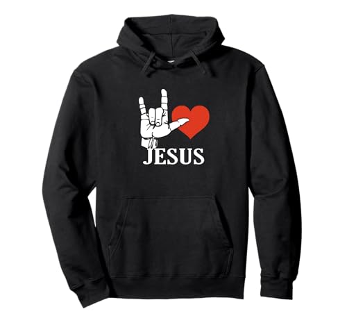 I Love Jesus, Sign Language Christian Gift Felpa con Cappuccio