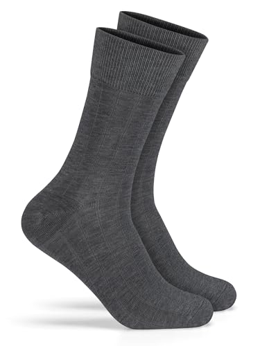 Forony Mens Dress Socks Bamboo Rayon Size 8-13 Anti Odor Quick Dry Ribbed 1 Pack Dark Grey