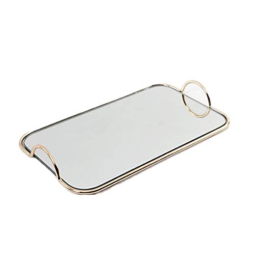Bandeja de Servicio con Espejo Dorado: Elegante decoración para la Mesa de Centro de la Cocina, Plato de Desayuno té y Comida, decoración Elegante para el hogar, 56 x 30 cm