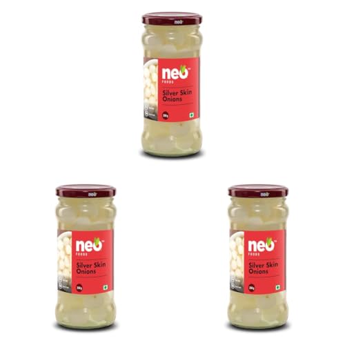 Image of Neo Silver Skin Onions 350g I 100% Vegan & Natural I Ideal for Cocktail and as Side Dish for Snacks I Non-GMO I (Pack of 3)