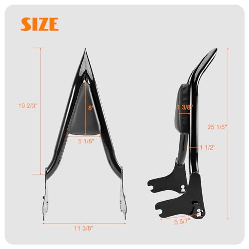 Sissy bar de 63.5 cm pour Harley Davidson Street Glide dossier passager en acier robuste - 4