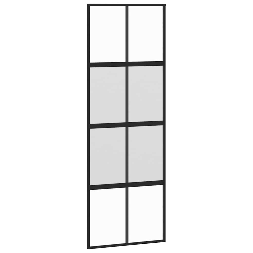 Puerta corredera con herrajes negro 76x205 cm vidrio templado, puerta corredera vidrio