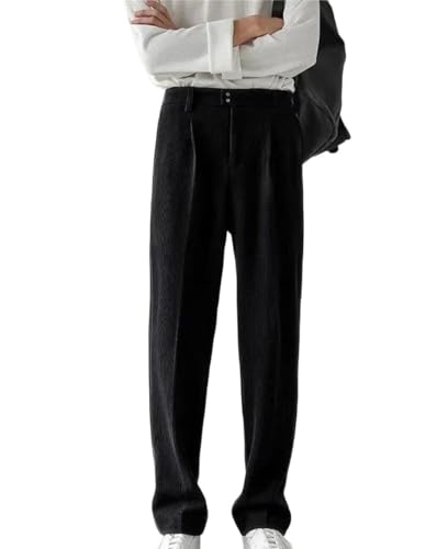 Men Work Slim Fit Straight Formal Suit Trousers Wide Leg Office Business Wrinkle Free Dress Pants