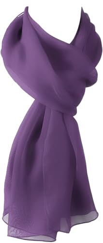World of Shawls Chiffon Scarves Wraps for Wedding Party Special Occasions Women Plain Neck Scarf Soft Headwrap Girls Headscarf Sheer Wrap 45 x 160 Cm (Purple)