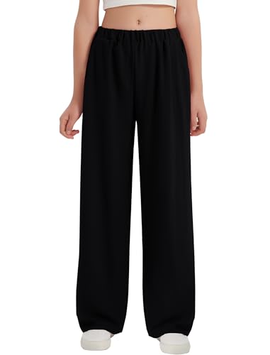 Image of EXARUS 3 Pack Girls Wide Leg Pants Flowy Linen Teen Casual Loose Baggy