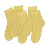 SERISIMPLE Colorful Quarter Ladies Crew Socks Breathable Solid Pastel Light Color Thin Bootie Unisex Sock 5 Pairs (Yellow, Medium)
