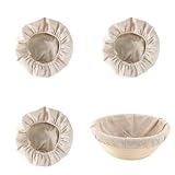 Quixotical 3 Stück Bäckerleinen Rund, Leinentuch mit Gummibund, Gärkörbe für Brot Natural Rattan Basket Cover, für Brot Gärkörbchen Gärkorb